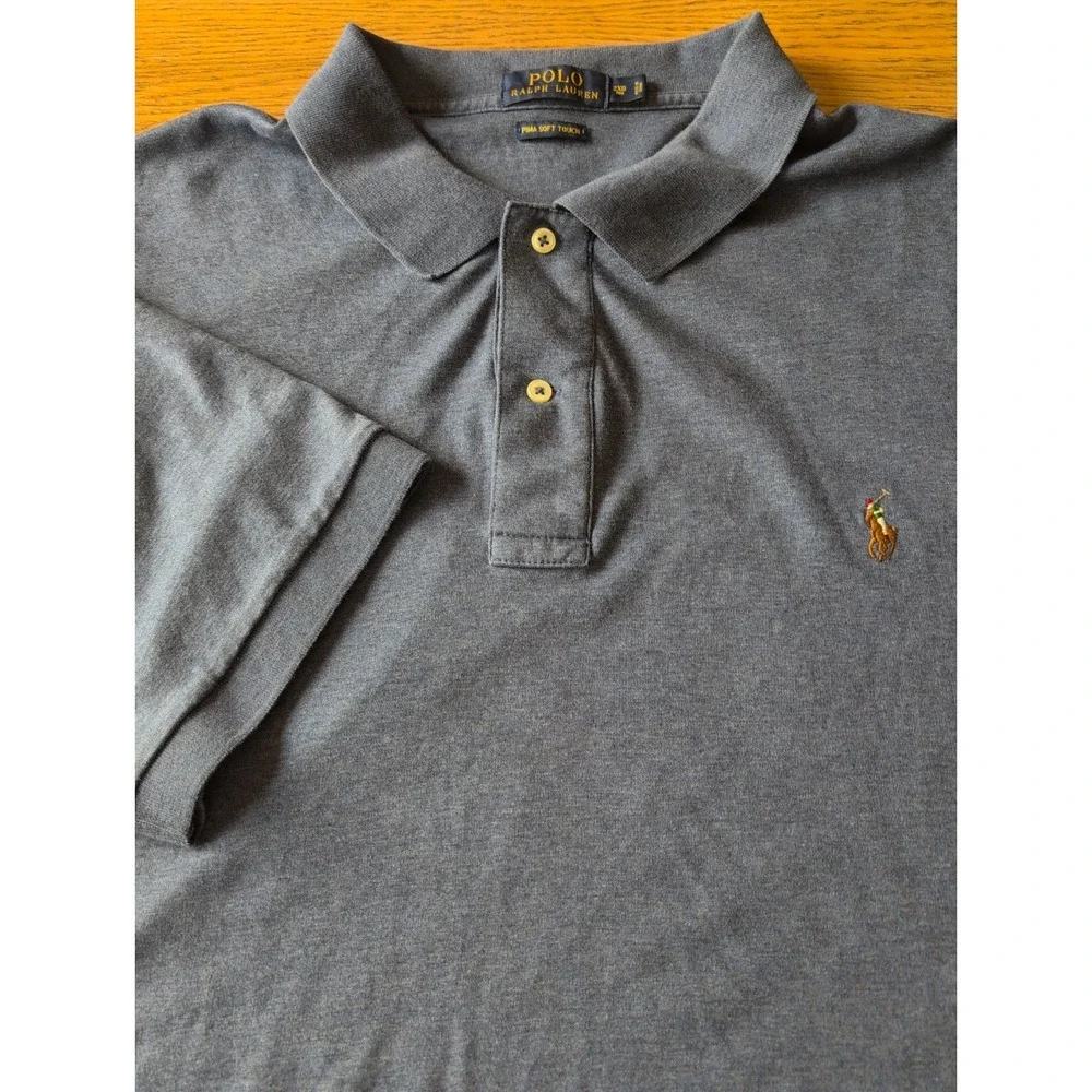 Polo Ralph Lauren Navy Polo Shirt Men's 2XB Lightweight Puma Cotton Read